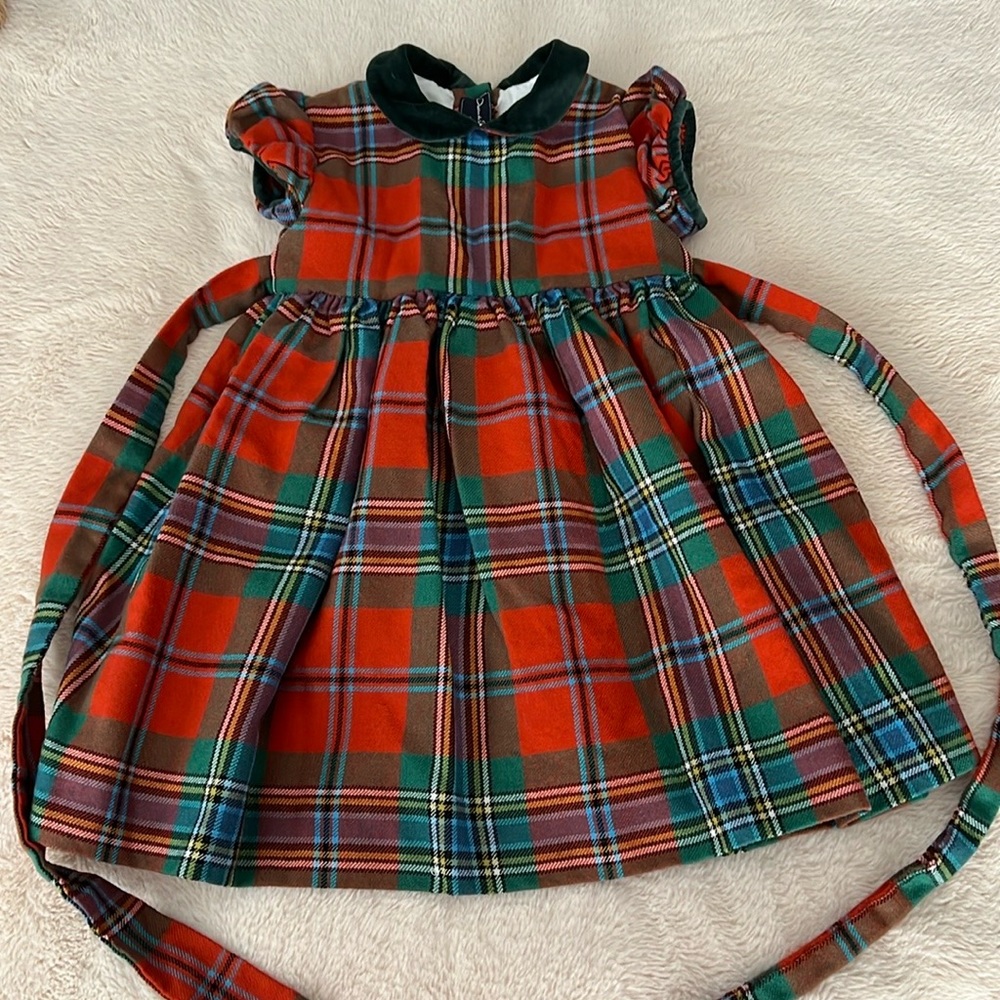 Oscar de la Renta Red and Green Plaid Girls' Holiday Dress - Picture 9 of 12